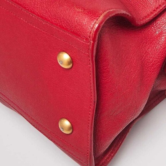 Yves Saint Laurent Red Calfskin Leather Small Cabas ChYc Bag - Picture 4 of 12
